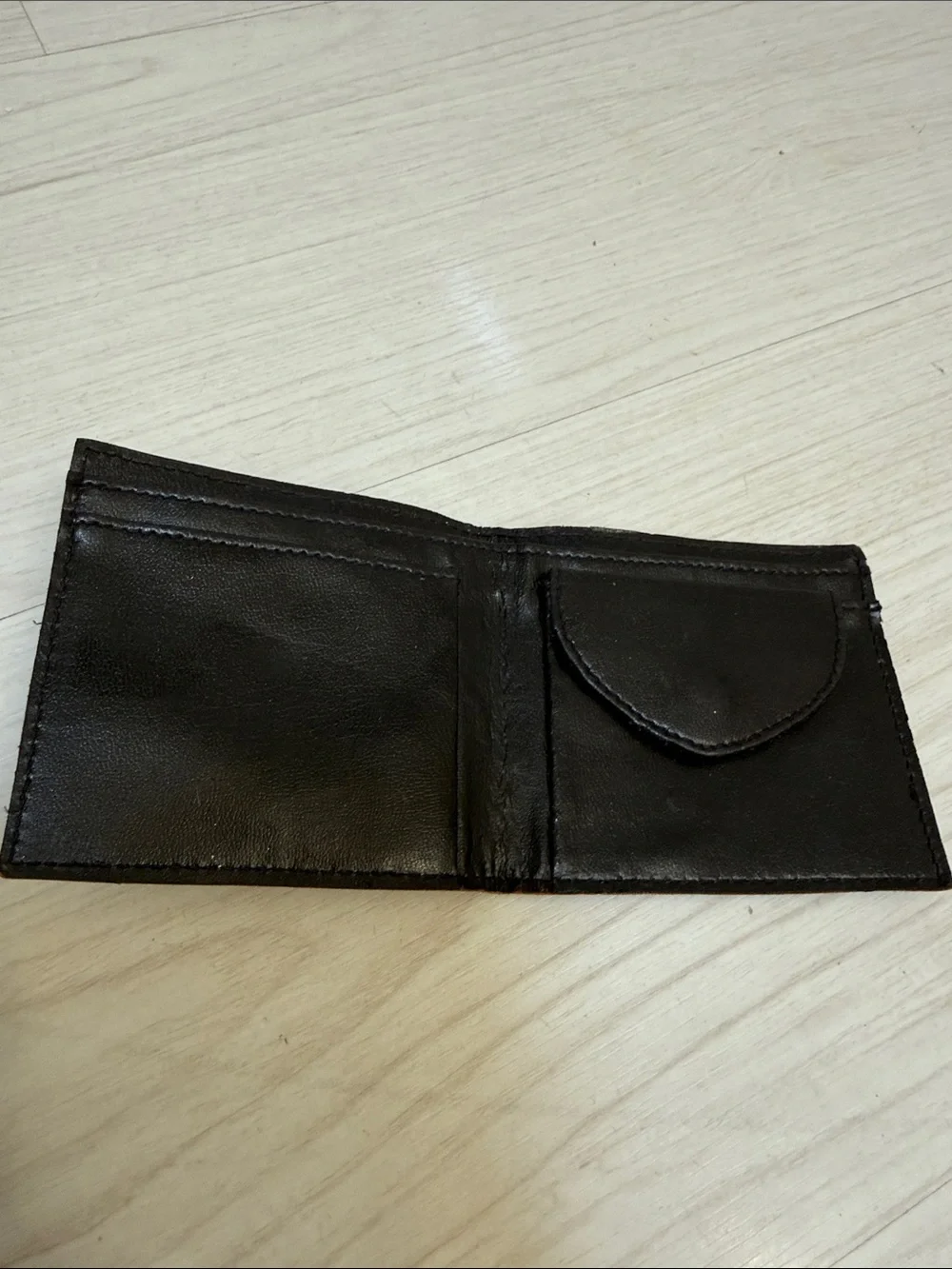 Brown & Black Striped Leather Bi-Fold Wallet